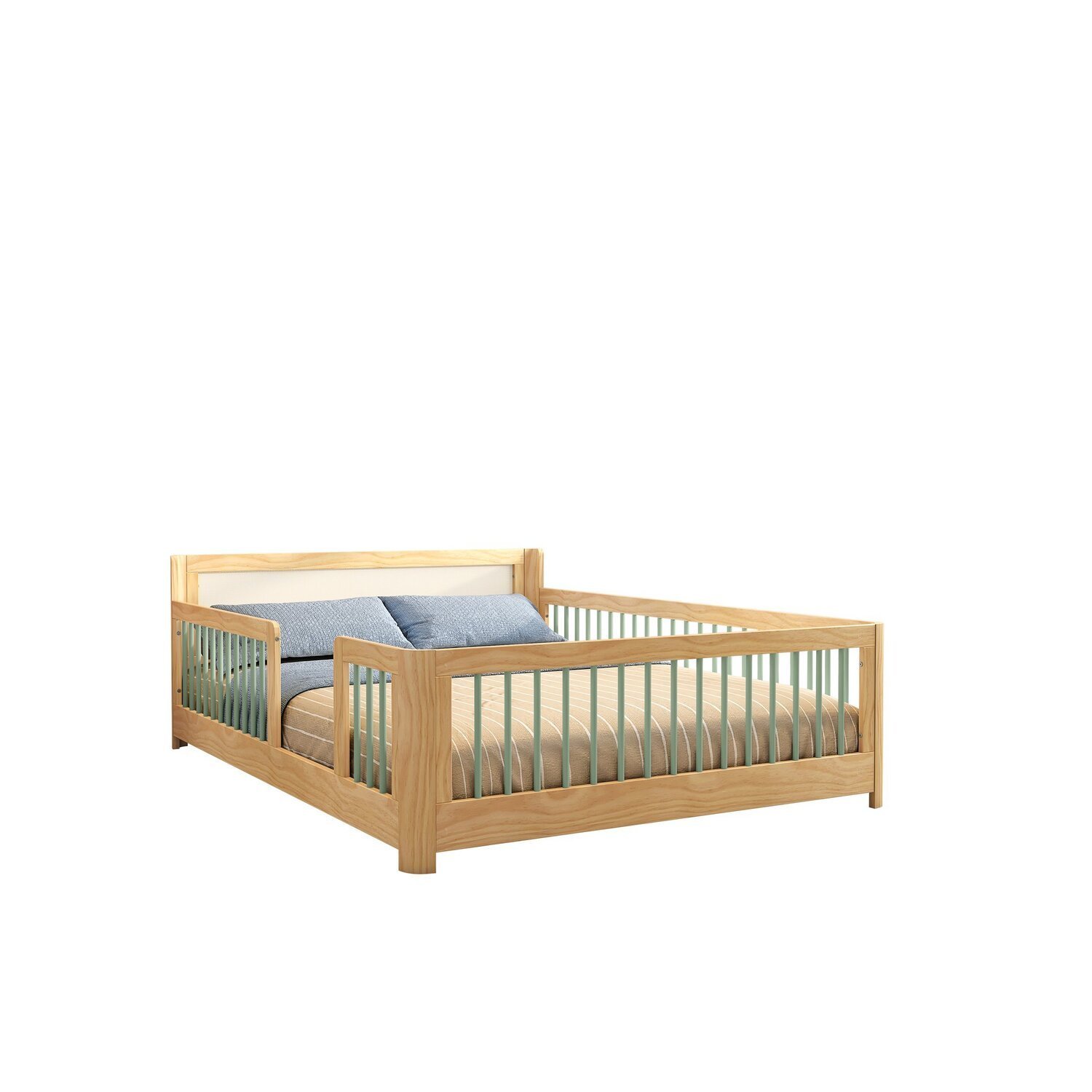 Cama Infantil Casal Montessoriano Wave com Rattan Casatema - 10