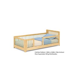 Cama Infantil Solteiro Montessoriano Wave com Rattan Casatema - 11