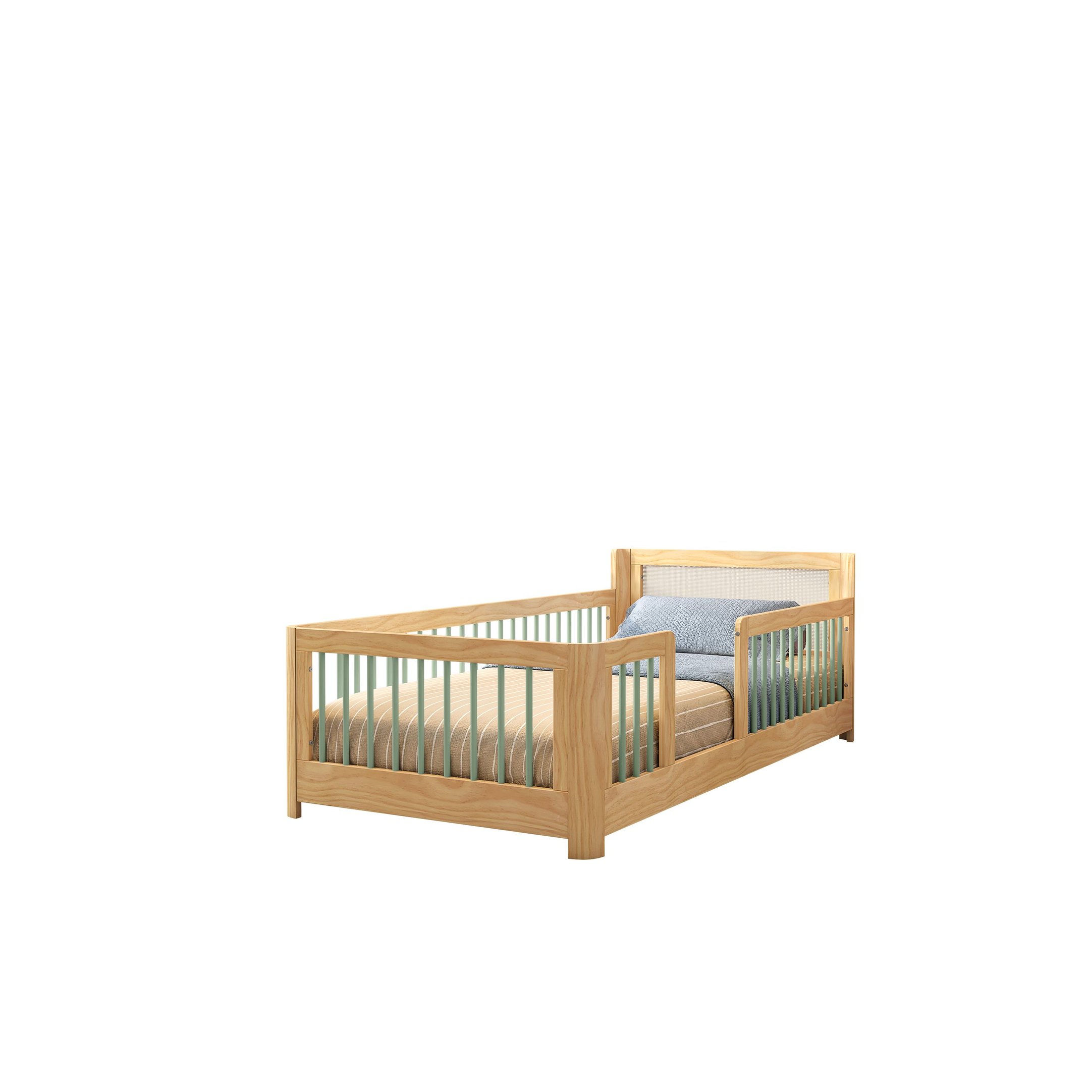Cama Infantil Solteiro Montessoriano Wave com Rattan Casatema - 10
