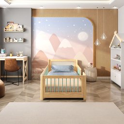 Cama Infantil Solteiro Montessoriano Wave com Rattan Casatema - 4