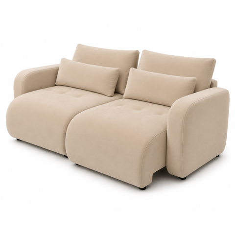 Sofá Retrátil e Cama Is 002 com Molas Ensacadas e Espuma D33:Veludo Bege/2,1