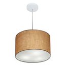 Ver imagem 1 de Lustre Pendente Cilíndrico Vivare Md-4211 Cúpula em Tecido 35x25cm - Bivolt Palha 127/220v