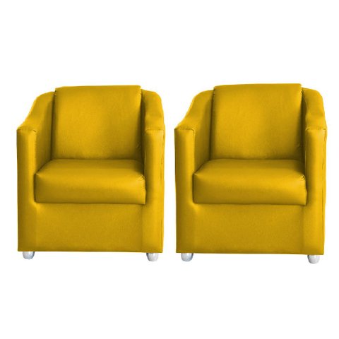Kit 2 Poltronas Decorativas Lucy Sintetico Amarelo MV Estofados