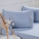 Ver imagem 2 de Jogo de Cama Casal Broderie 3 Pçs Bordado Inglês 138x188x30cm Blue