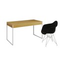 Ver imagem 2 de Escrivaninha Industrial Office Estudo Malta Canela 137x53cm com 1 Poltrona Preta Eames Eiffel Base F