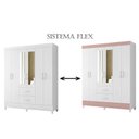 Ver imagem 2 de Guarda Roupa Casal Mobi 06 Portas com Espelho Branco Rosa Flex - Móveis Albatroz