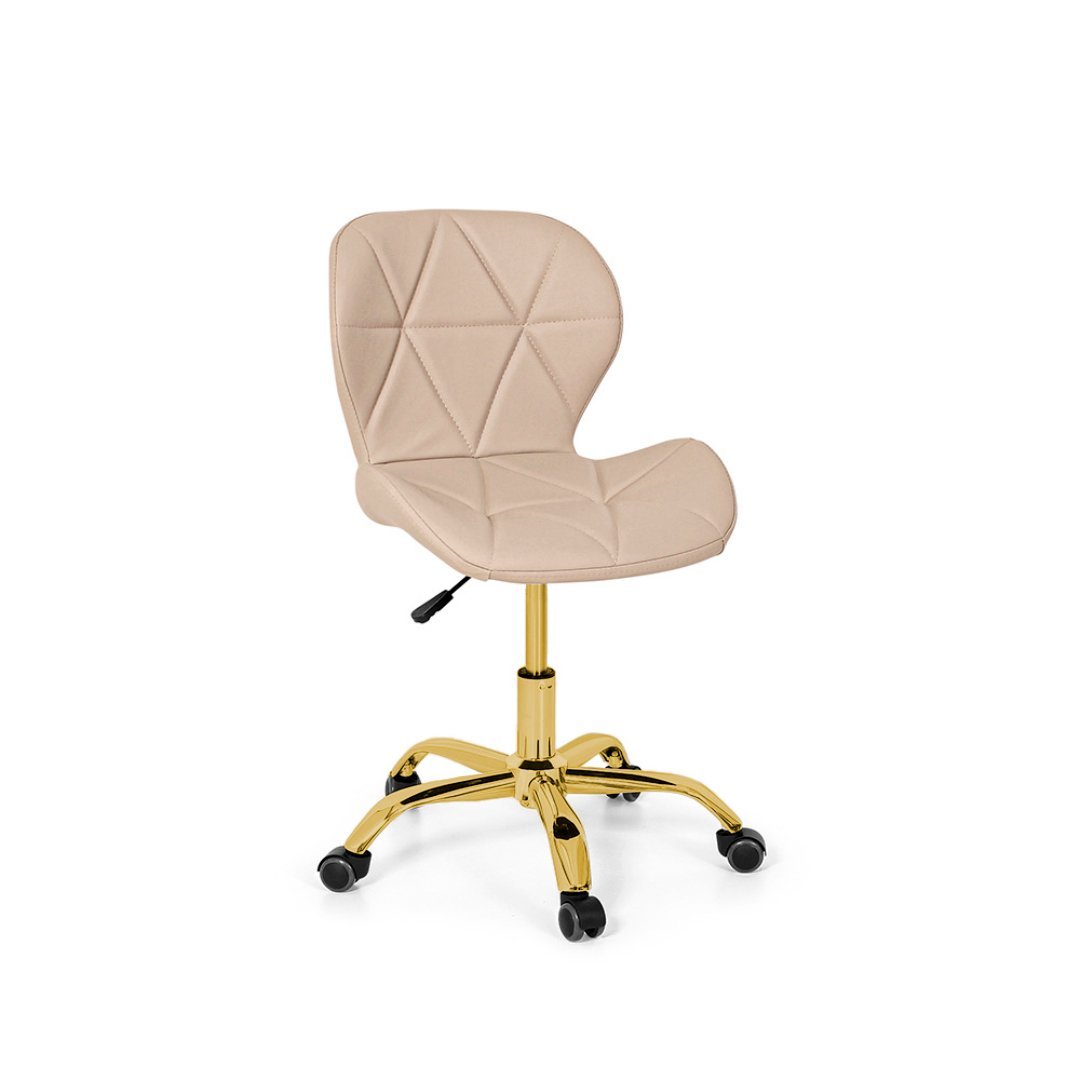 Cadeira Office Eiffel Slim Base Giratória Nude - Dourado Brilho