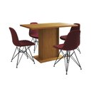 Ver imagem 6 de Mesa Jantar Londres Tampo Canela 120cm 4 Cadeiras Ferro Preto Estofado Vermelho