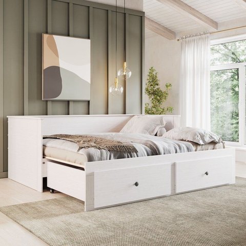 Bicama Palino 90x190cm em Madeira Maciça Branco/Lavado