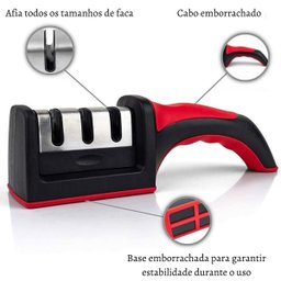 Afiador Amolador Faca Facao 3 em 1 Aço Inox Cozinha Casa Amola Afia Poli Utensilio Casa Corta Comida - 8