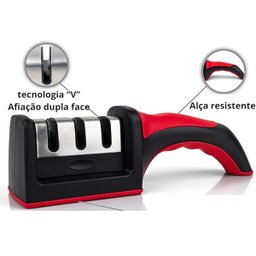 Afiador Amolador Faca Facao 3 em 1 Aço Inox Cozinha Casa Amola Afia Poli Utensilio Casa Corta Comida - 5