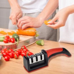 Afiador Amolador Faca Facao 3 em 1 Aço Inox Cozinha Casa Amola Afia Poli Utensilio Casa Corta Comida - 3