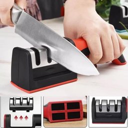 Afiador Amolador Faca Facao 3 em 1 Aço Inox Cozinha Casa Amola Afia Poli Utensilio Casa Corta Comida - 7