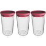 Kit 3 Potes Herméticos Soprano Grandes 2,1l Alimentos Transparente Tampa Plástico Vermelho - 1