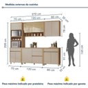 Ver imagem 2 de Cozinha 5 Peças Condessa 10 Portas Torre Quente 100% MDF Bege/Carvalho Greige