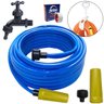 Mangueira de Jardim 15m Metros Reforçada Chata + Suporte Alça Plástica Portátil Cinza + Torneira - 1