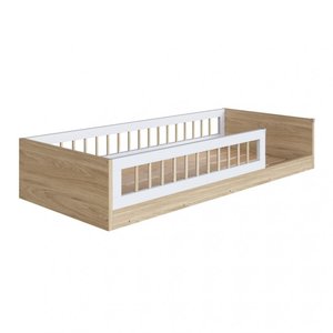 Cama Montessoriana de Solteiro Affetto Aveiro Oak com Branco Completa Móveis