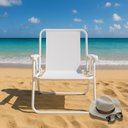 Ver imagem 2 de Kit 6 Cadeira de Praia Dobrável Alta Mor 2058 Aço Branca Suporta 110kg