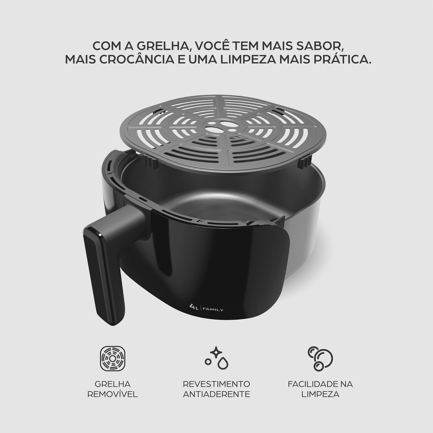 Fritadeira Elétrica sem Óleo Wap Air Fryer Preta 4l Timer até 60min Revestimento Antiaderente 127v - 11