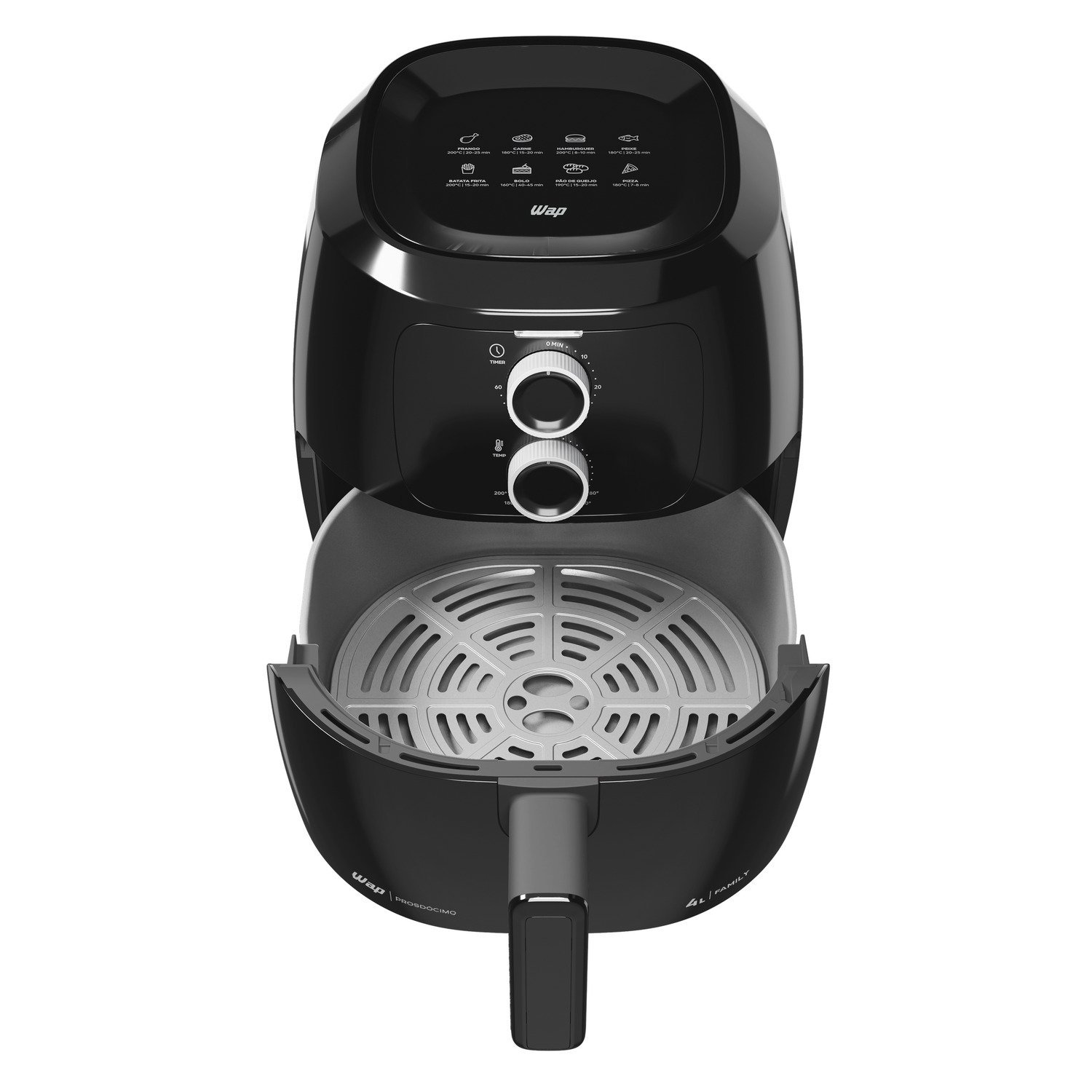 Fritadeira Elétrica sem Óleo Wap Air Fryer Preta 4l Timer até 60min Revestimento Antiaderente 127v - 8