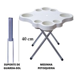 Mesa Praia Desmontável Petisqueira Branca E Sup. Guarda-Sol - 2