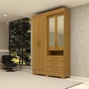 Ver imagem 1 de Guarda-roupa Solteiro 119,60cm 4 Portas 3 Gavetas Capelinha com Espelho 100% Mdf Débora 