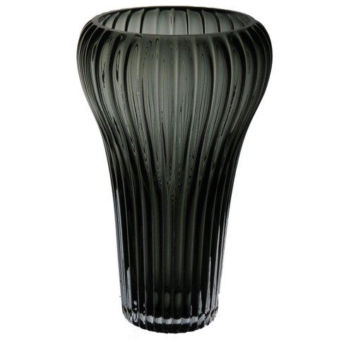 Vaso Decorativo de Vidro Fumê 28x17x17cm Enfeite Sala Mesa Estante Aparador