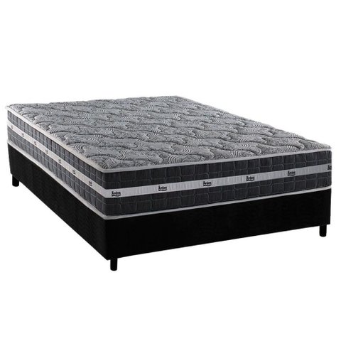 Cama Box Casal: Colchão Molas Ensacadas D Angelis Anjos Black Graphite + Base Crc Suede Gray (