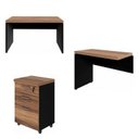 Ver imagem 2 de Escrivaninha Mesa Escritório em L 120CMX150CM + Gaveteiro 210cm Marrom e Preto