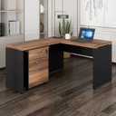 Ver imagem 1 de Escrivaninha Mesa Escritório em L 120CMX150CM + Gaveteiro 210cm Marrom e Preto