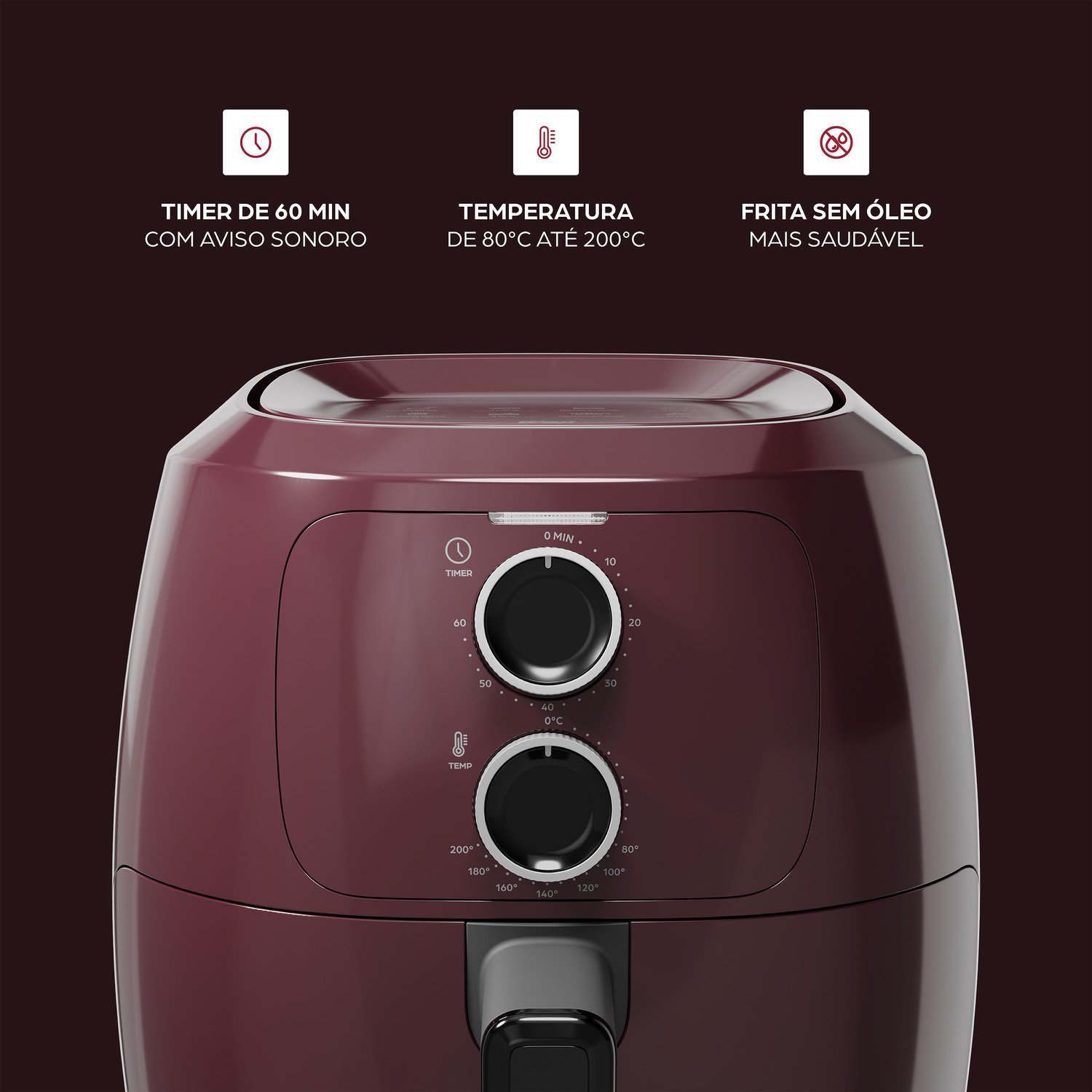 Fritadeira Elétrica sem Óleo Vermelha Wap Air Fryer Potência de 1500w Antiaderente 127v - 11