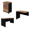Ver imagem 2 de Escrivaninha Mesa Escritório em L 150CMX150CM + Gaveteiro 150cm Marrom e Preto