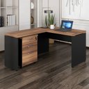 Ver imagem 1 de Mesa de Escritório em L 170CMX150 + Gaveteiro 260cm Espresso Móveis Marrom e Preto