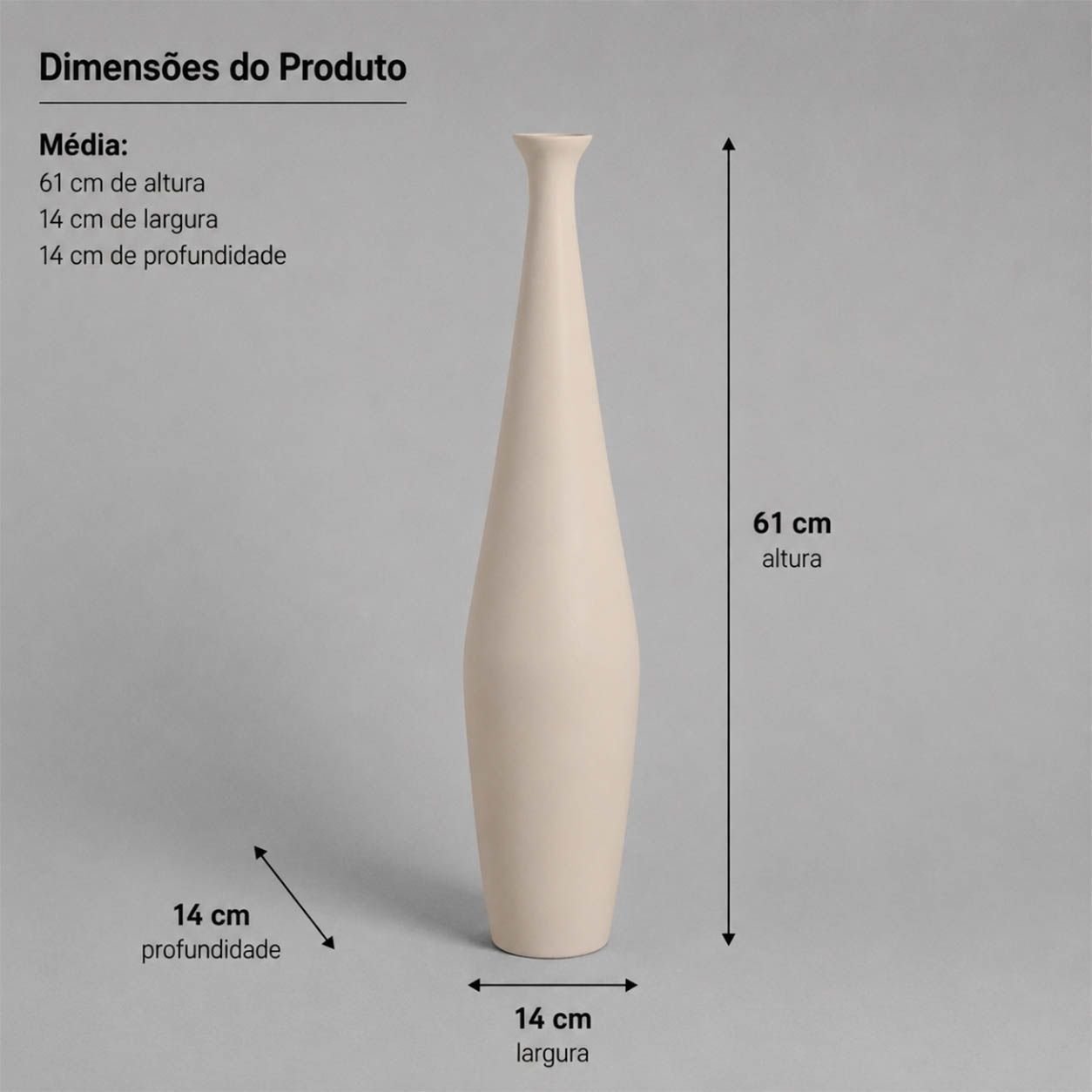 Garrafa de Chão Faenza Média Vaso Decorativo de Cerâmica para Sala