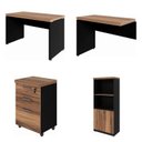 Ver imagem 2 de Conjunto Mesa de Escritório 120x150cm em L com Gaveteiro e Armário Estante Espresso Móveis Marrom Preto