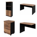Ver imagem 2 de Conjunto Mesa de Escritório 150x150cm em L com Gaveteiro e Armário Estante Espresso Móveis Marrom Preto