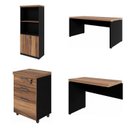 Ver imagem 2 de Conjunto Mesa de Escritório 170x160cm em L com Gaveteiro e Armário Estante Espresso Móveis Marrom Preto