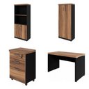 Ver imagem 2 de Conjunto 4 Peças com Mesa para Escritório em L 120CMX150CM, Estante e Gaveteiro Espresso Móveis Marrom Preto