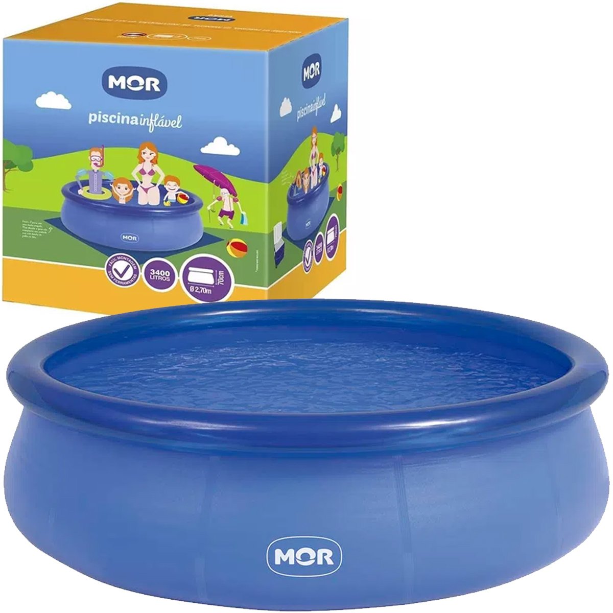 Piscina Inflável Redonda Mor 001050 2.7m X 70cm 3400l Azul | MadeiraMadeira