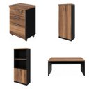 Ver imagem 2 de Conjunto 4 Peças com Mesa para Escritório em L 150cmx150cm, Estante e Gaveteiro Espresso Móveis Marrom Preto