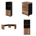 Ver imagem 2 de Conjunto 4 Peças com Mesa para Escritório em L 170CMX150CM, Estante e Gaveteiro Espresso Móveis Marrom Preto