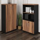 Ver imagem 1 de Kit 2 Armários Multiuso para Escritório com Armário Fechado e Armário Estante Espresso Móveis