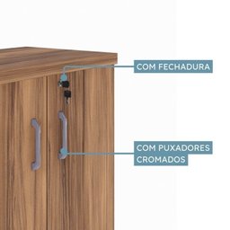 Kit 3 Armários Multiuso Escritório com Armário Fechado, Armário Estante e Armário Baixo Espresso Móveis - 14