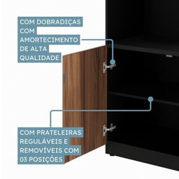 Kit 3 Armários Multiuso Escritório com Armário Fechado, Armário Estante e Armário Baixo Espresso Móveis - 8