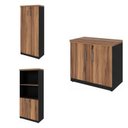 Ver imagem 2 de Kit 3 Armários Multiuso Escritório com Armário Fechado, Armário Estante e Armário Baixo Espresso Móveis