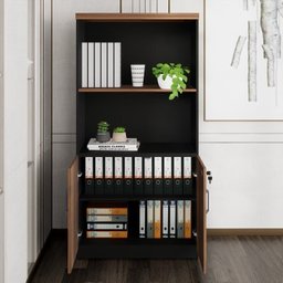 Kit 3 Armários Multiuso Escritório com Armário Fechado, Armário Estante e Armário Baixo Espresso Móveis - 12