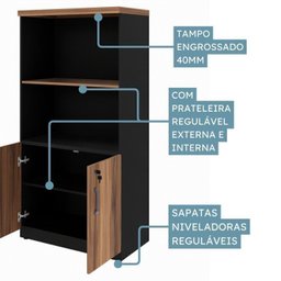 Kit 3 Armários Multiuso Escritório com Armário Fechado, Armário Estante e Armário Baixo Espresso Móveis - 7