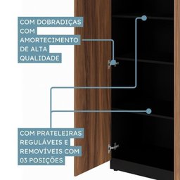 Kit 3 Armários Multiuso Escritório com Armário Fechado, Armário Estante e Armário Baixo Espresso Móveis - 15