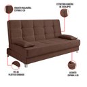 Ver imagem 4 de Sofá Cama Equador 193 cm Encosto Reclinável Veludo Marrom Pés Plástico Cromado - D’Rossi