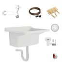 Ver imagem 1 de Tanque Lavanderia 22l Branco + Sifão Sanfonado + Veda Rosca + Torneira Branca + Varal em Aço + Prend